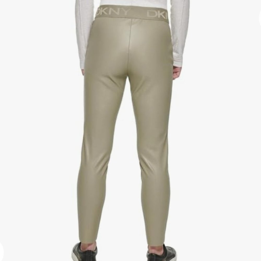 DKNY Women's Logo Faux Leather Leggings L